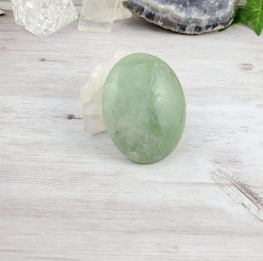 Green Calcite Smooth Polished Oval Palm Stone