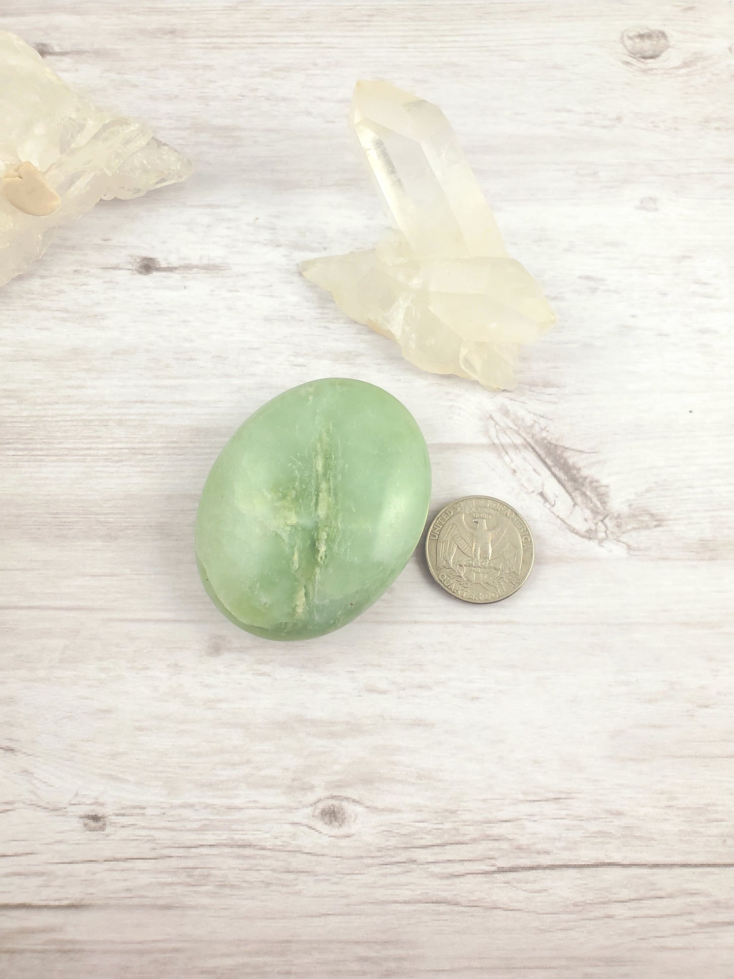 Green Calcite Smooth Polished Oval Palm Stone