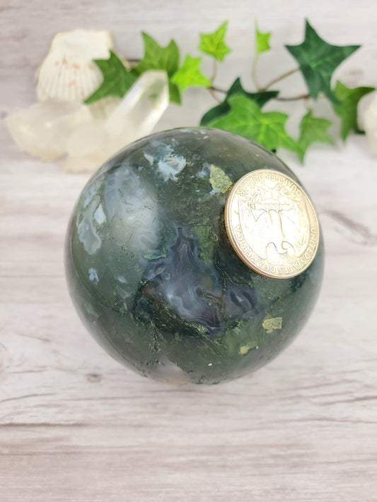 Large Striking Moss Agate Sphere
