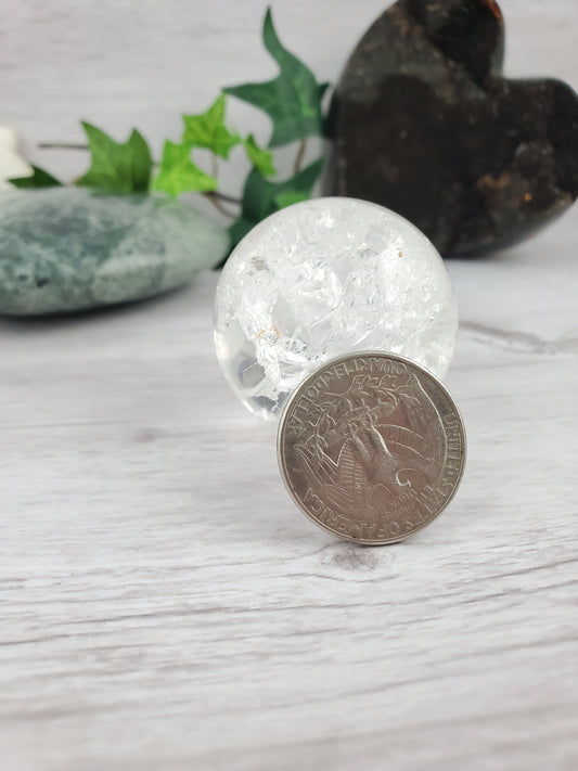 Fire and Ice Crackle Quartz Sphere