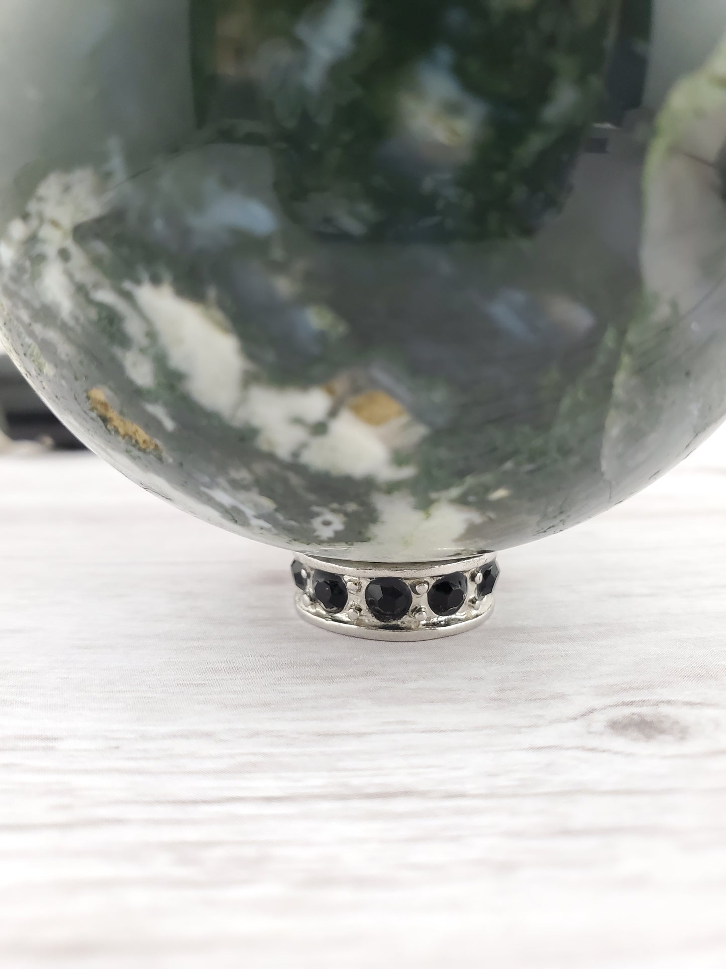 Jet Rhinestone Metal Sphere Stand