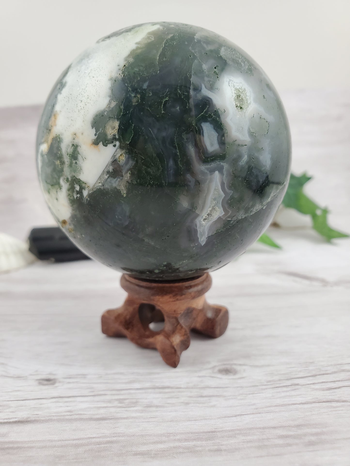 Carved Teak Wood Sphere Stand