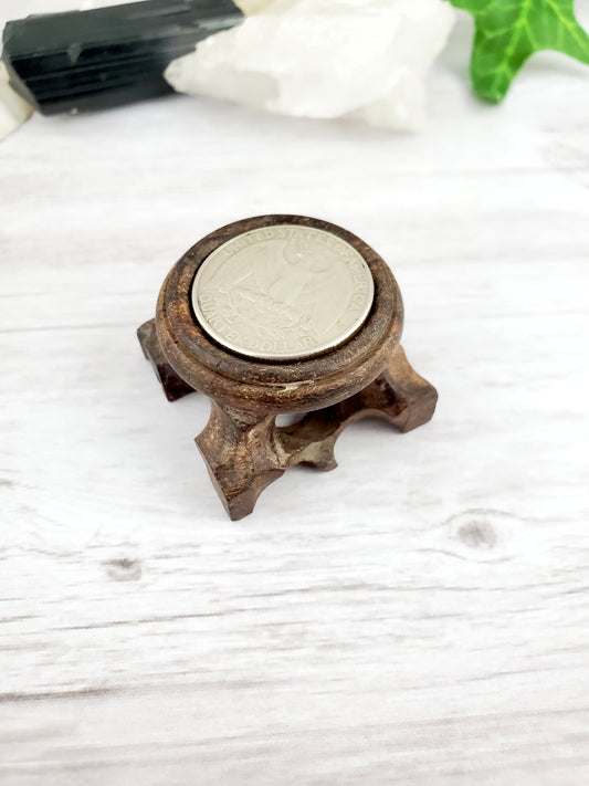 Carved Teak Wood Sphere Stand - Medium