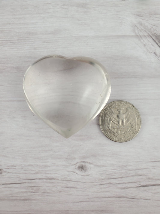 Crystal Clear Polished Quartz Heart