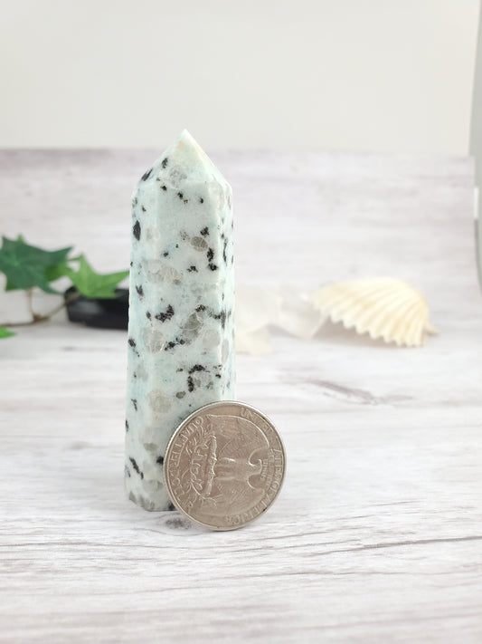 Kiwi/Sesame Jasper Tower Black, Pink and White