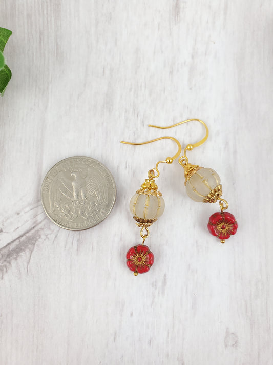 Red and Gold Lantern Dangles with Flower