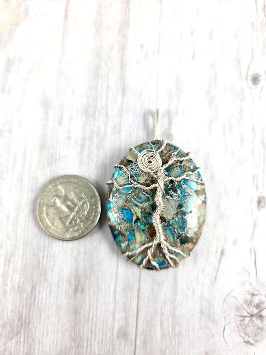 Sea Sediment Jasper Tree of Life Pendant