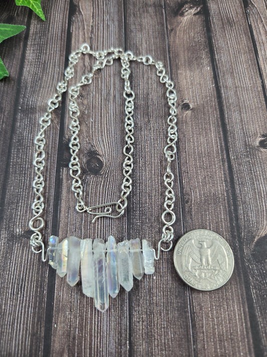 Angel Aura Quartz Point Fan Necklace