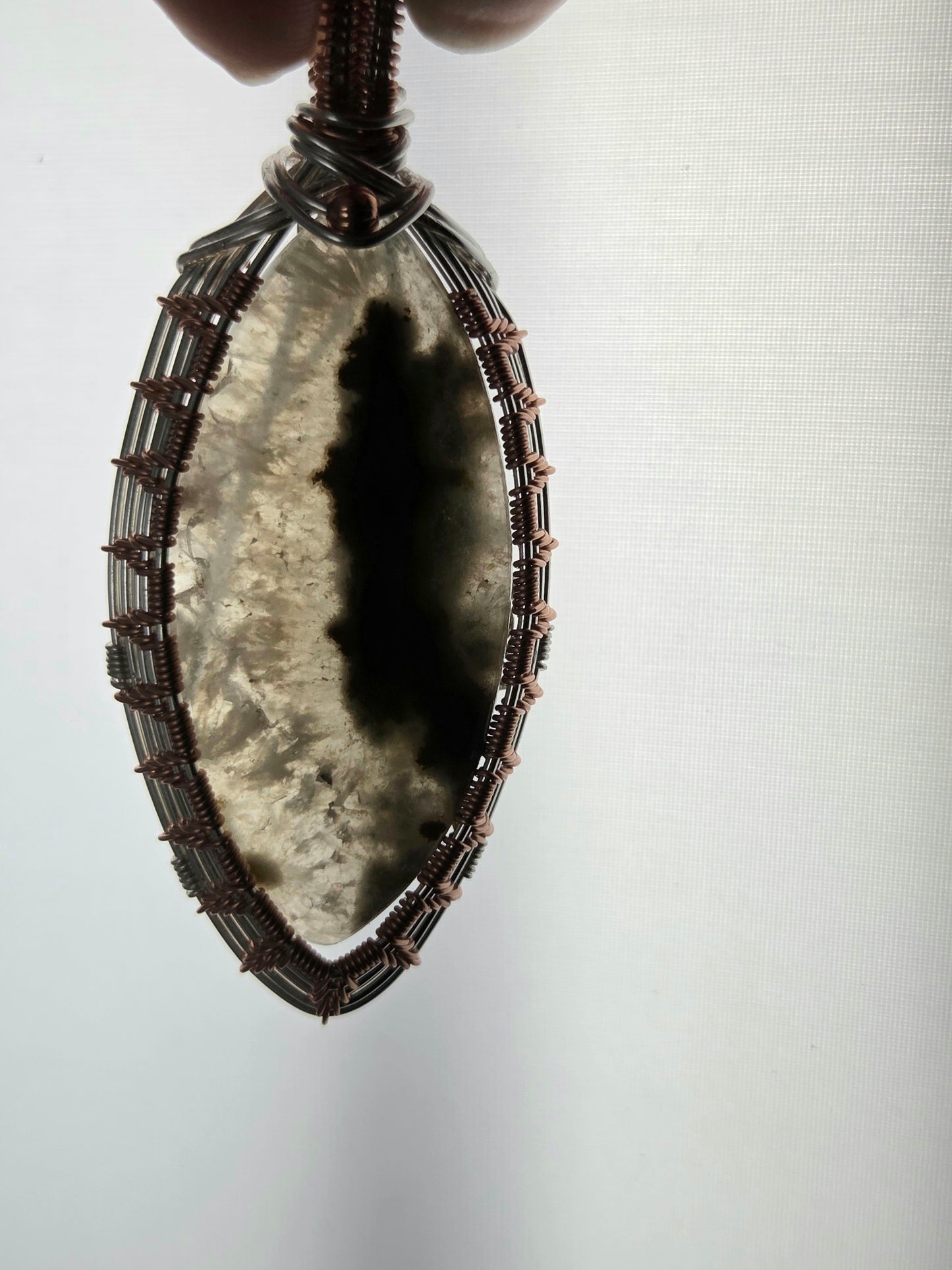 Ocean Jasper in Quartz Marquise Two-Tone Pendant