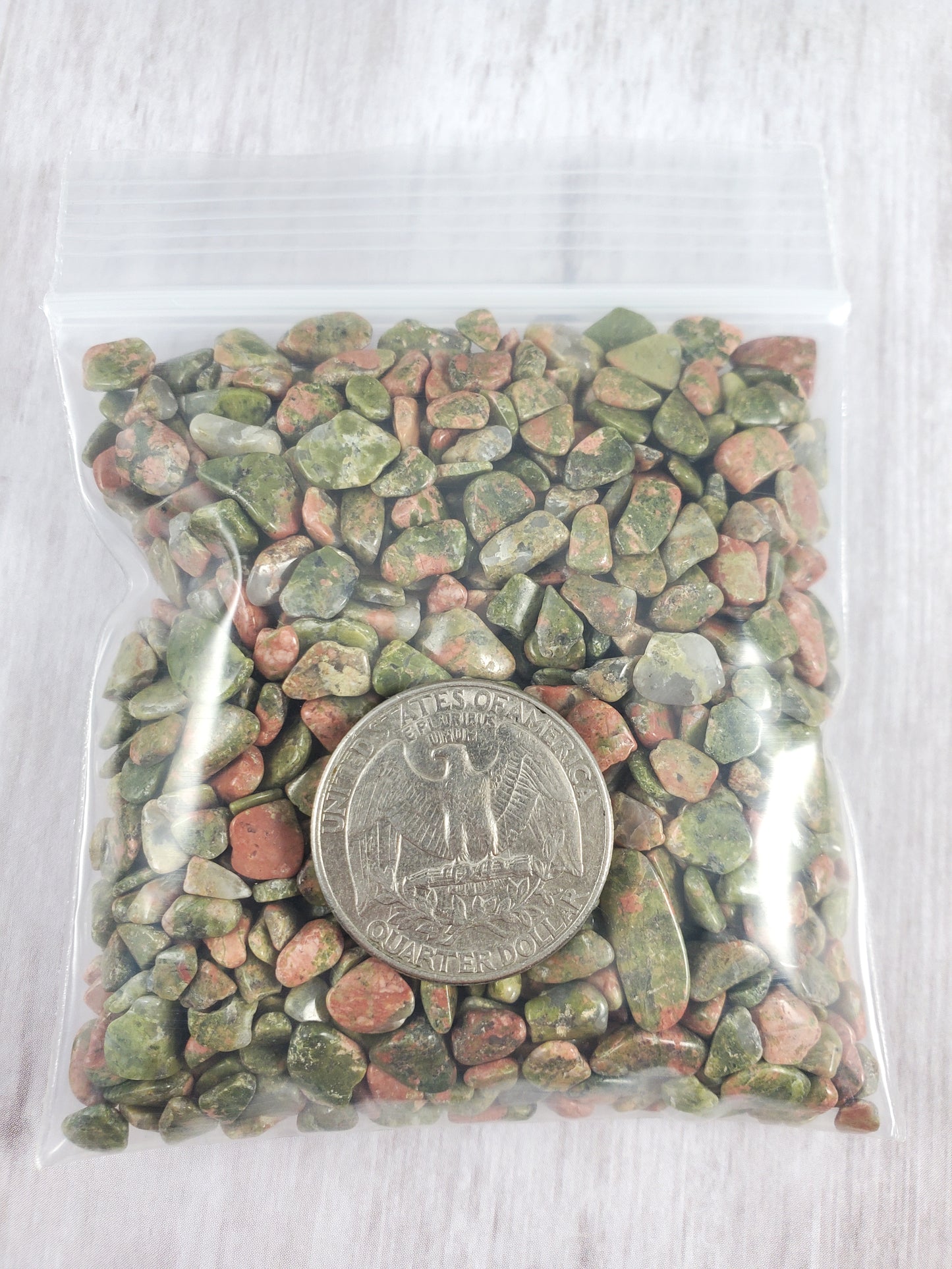 Orange Pink and Green Unakite Undrilled Gem Chips