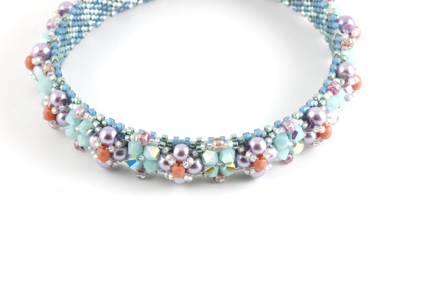 Icy Blue, Purple and Pink Bangle Bracelet with Swarovski Crystals