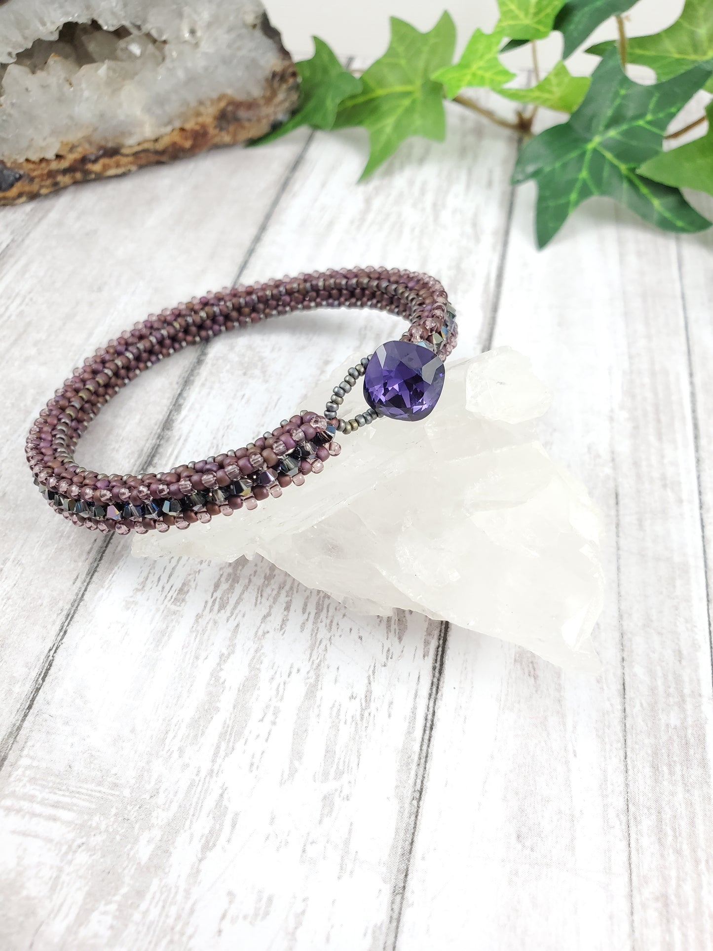 Sparkly Purple Swarovski Tennis Style Bracelet