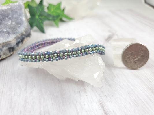 Mermaid Seafoam and Purple Tennis Style Bangle Bracelet