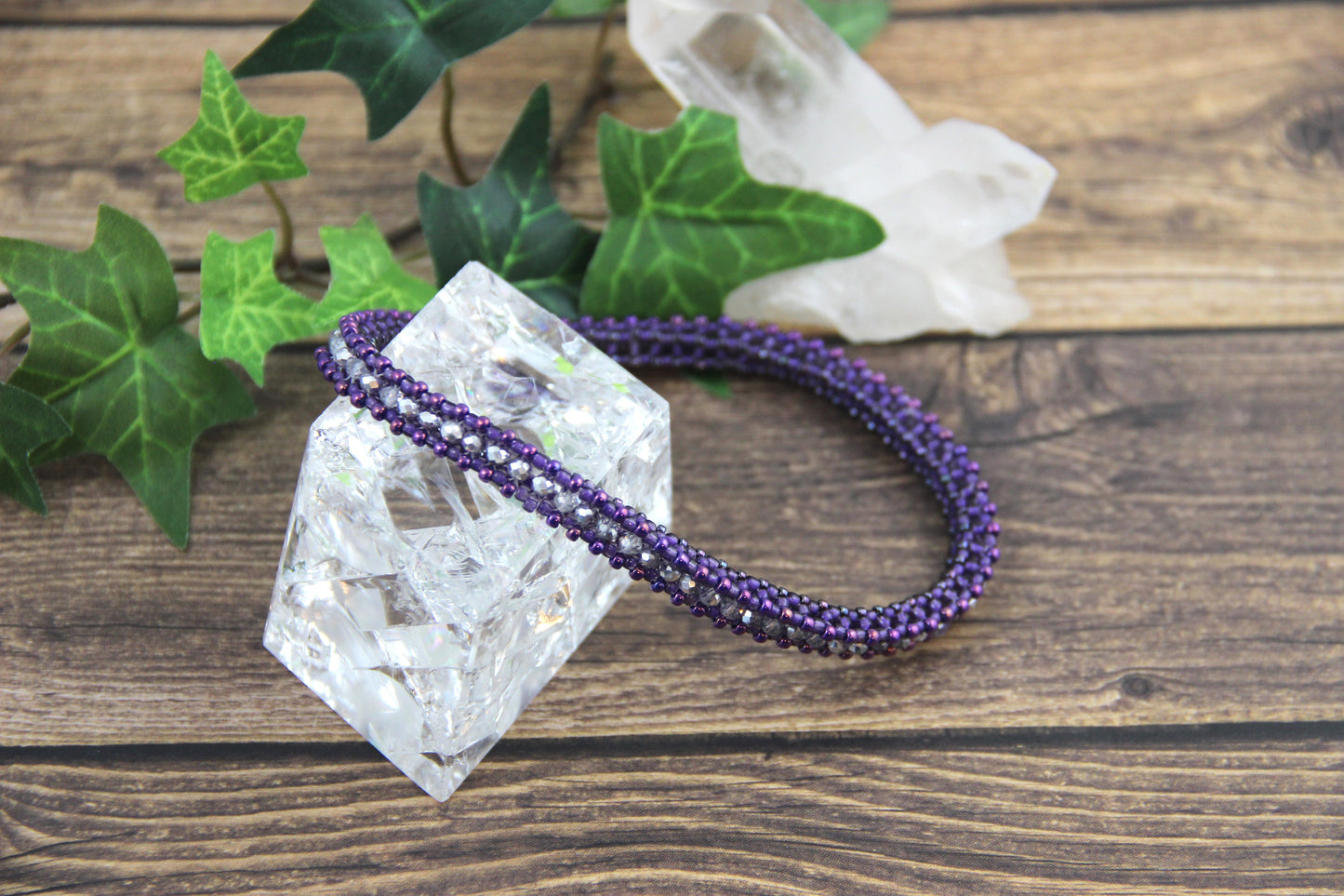 Sparkly Purple and Silver Tennis Style Bangle Bracelet