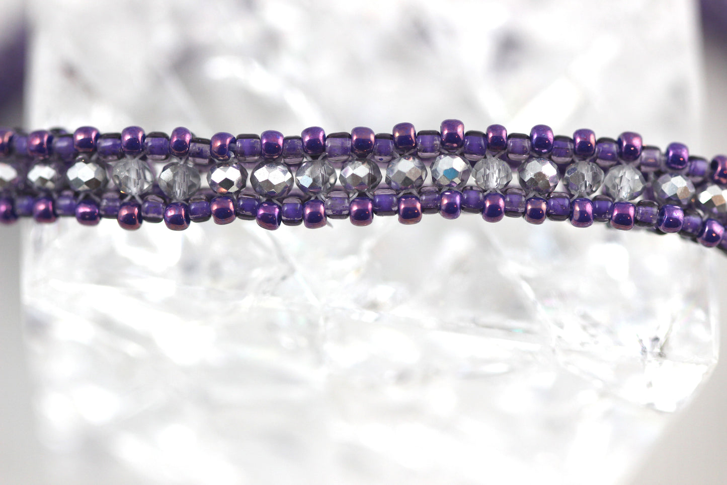 Sparkly Purple and Silver Tennis Style Bangle Bracelet