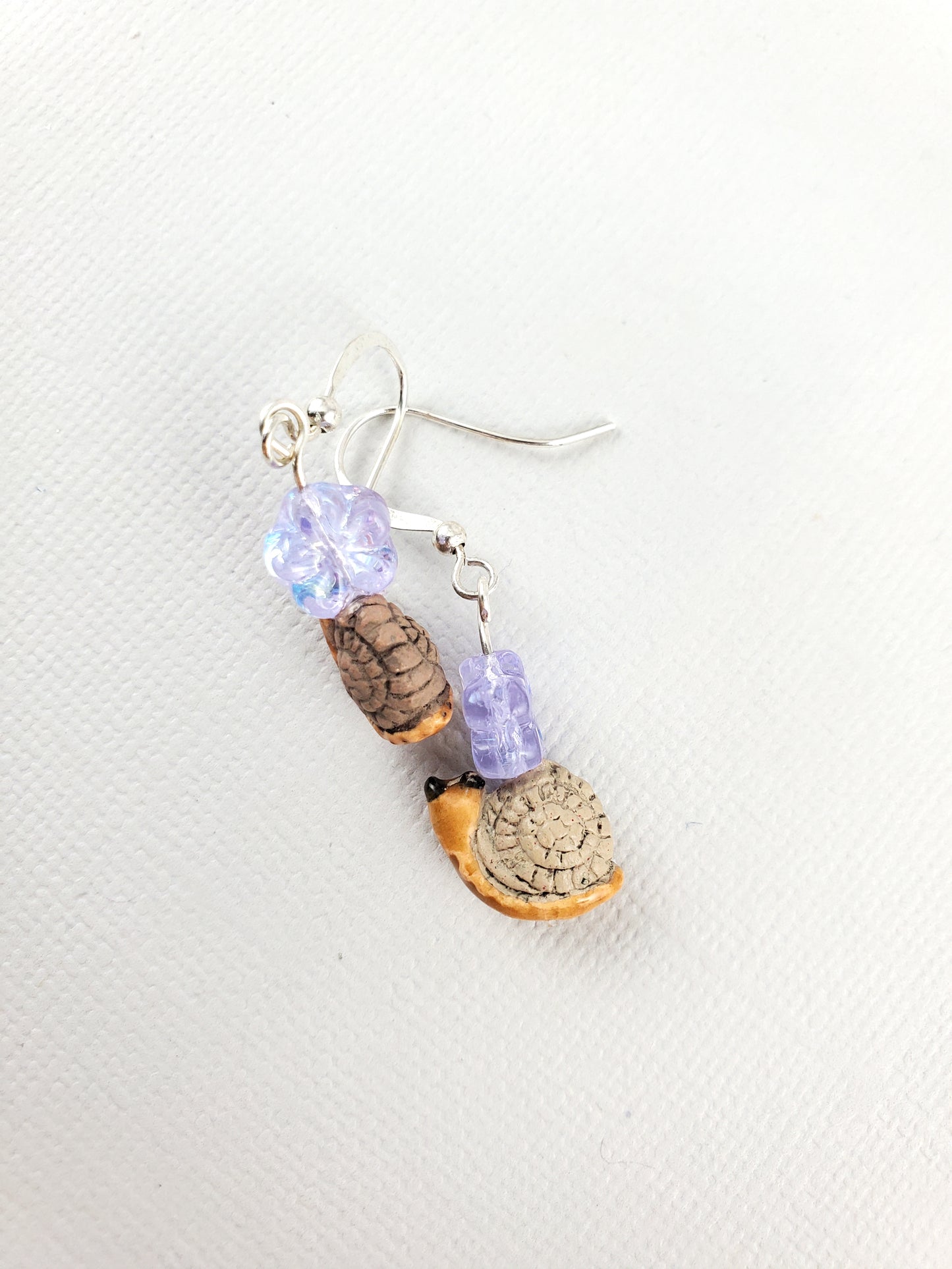 Adorable Peruvian Clay Snail Earrings with Flower