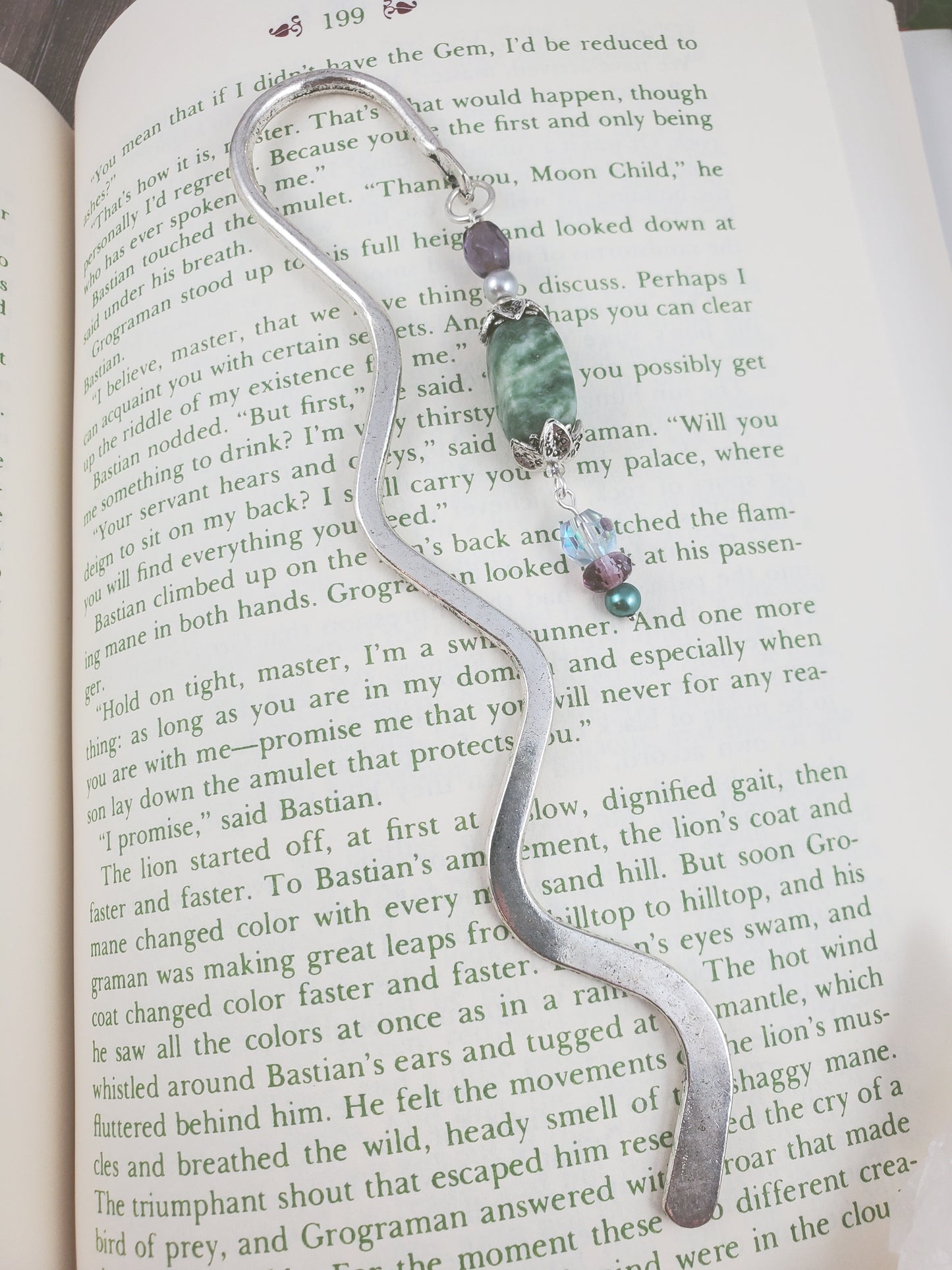 Purple and Green Tree Agate Bookmark