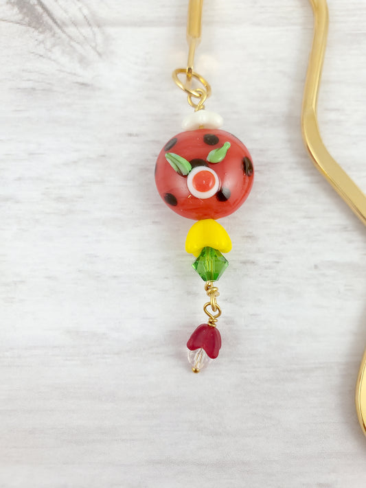 Polka Dot Flower Lamp Work Bookmark