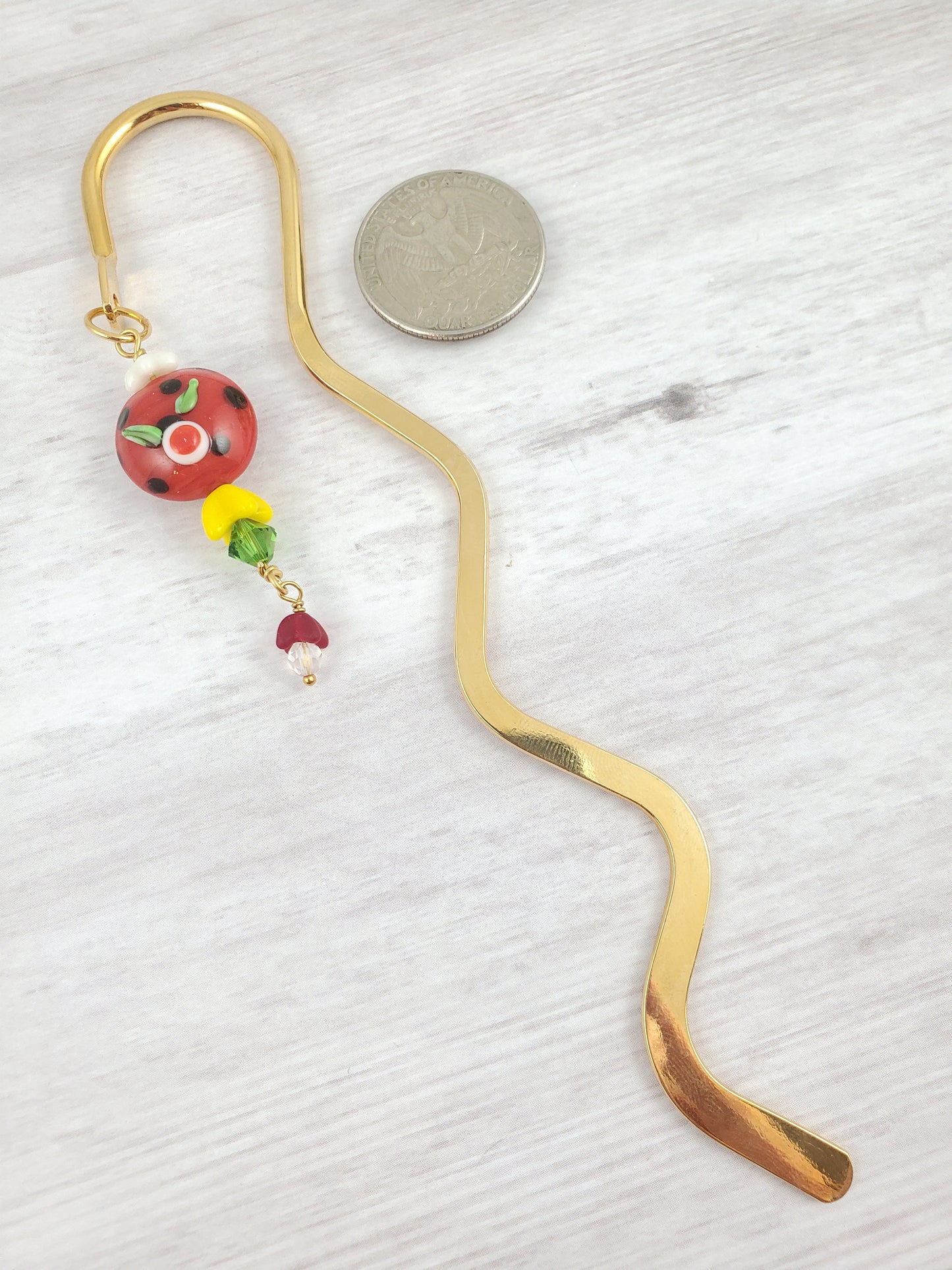 Polka Dot Flower Lamp Work Bookmark