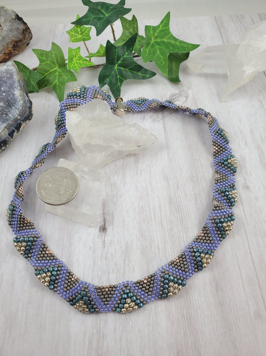 Purple, Grey, Silver and Teal Cellini Necklace