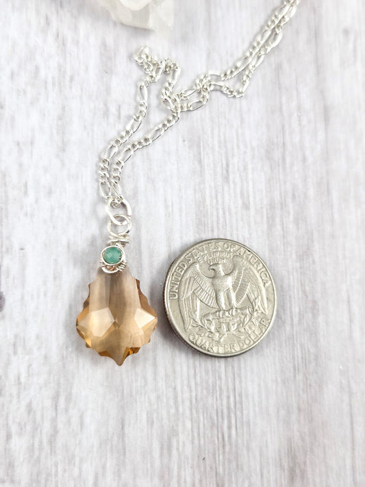 Swarovski Crystal Baroque Topaz and Turquoise Pendant Necklace
