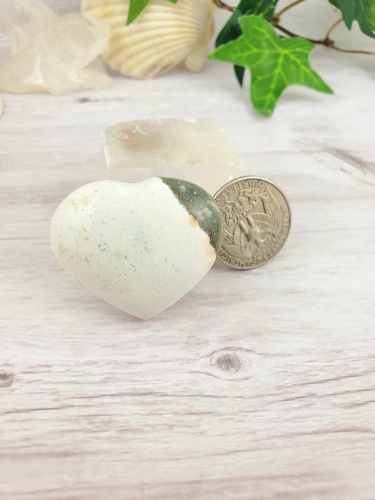 Unique Spotted White Ocean Jasper Heart