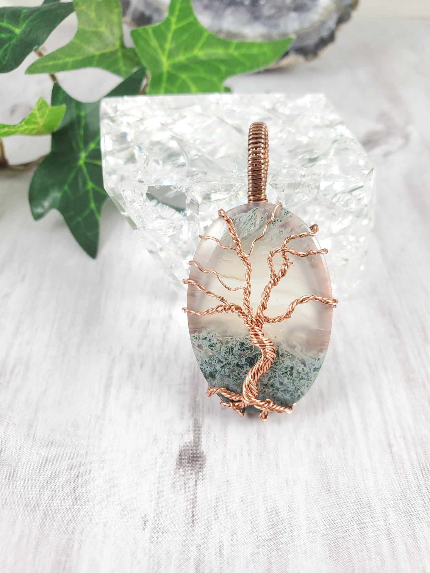 Moss Agate Tree of Life Pendant