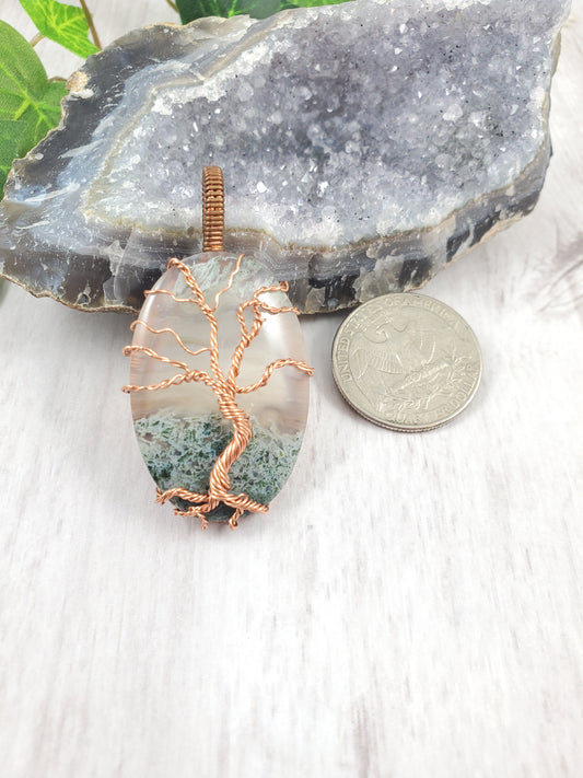 Moss Agate Tree of Life Pendant