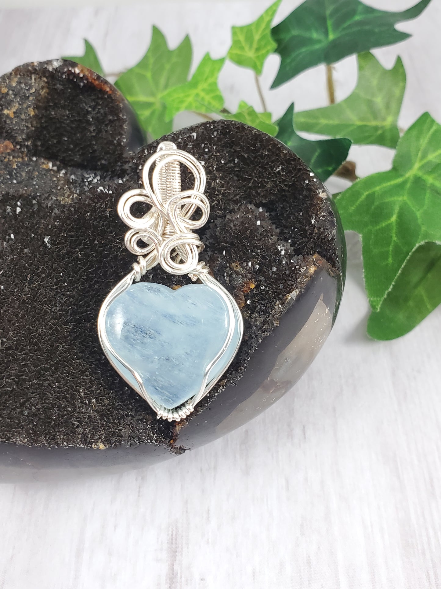Soft Blue Aquamarine Heart Pendant