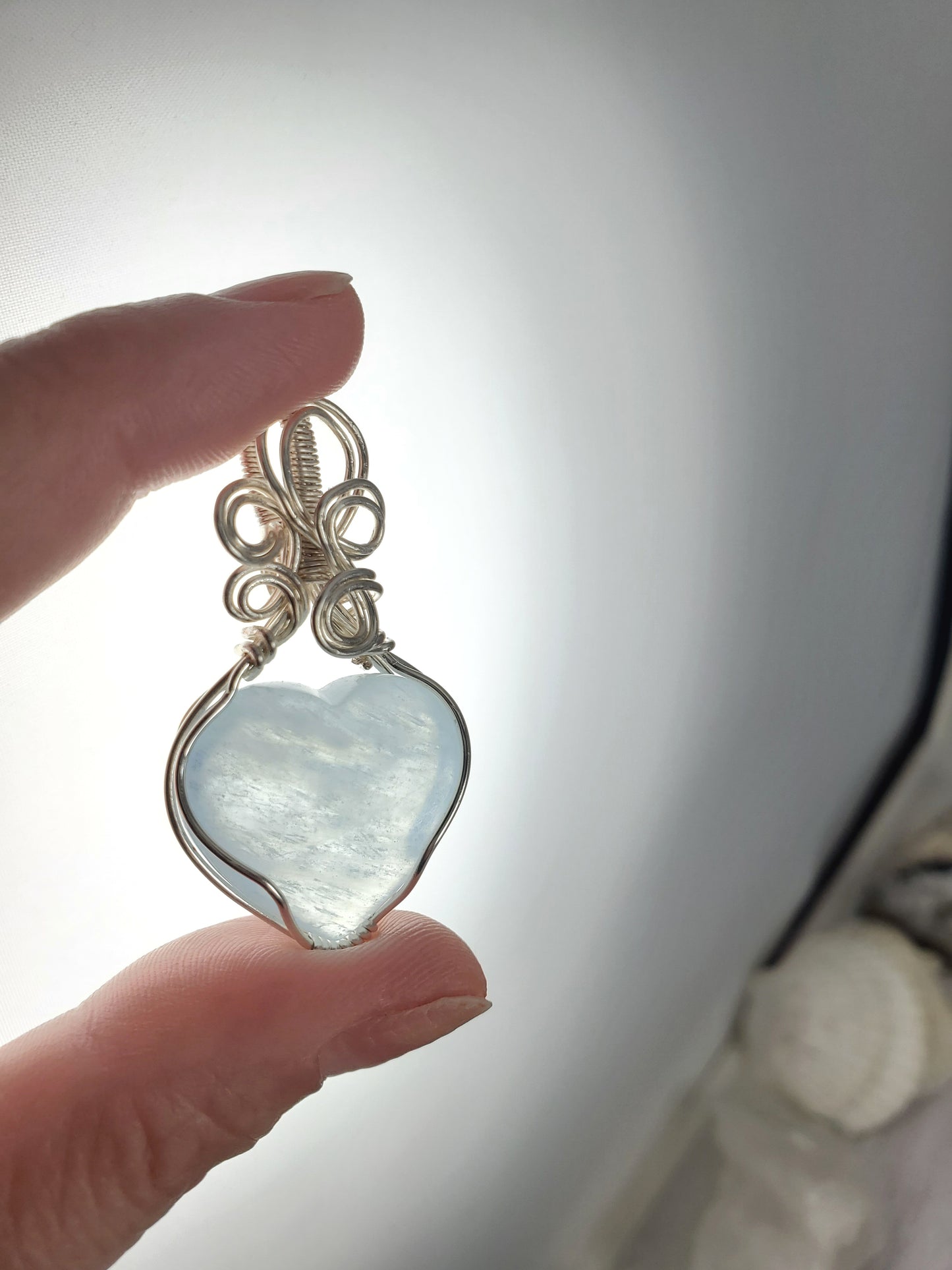 Soft Blue Aquamarine Heart Pendant