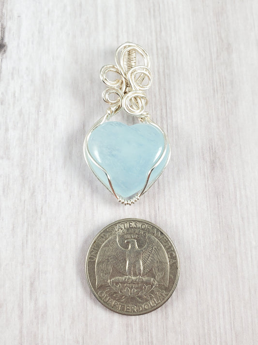 Soft Blue Aquamarine Heart Pendant