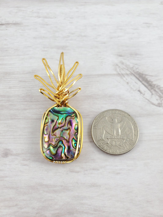 Whimsical Abalone Pineapple Pendant
