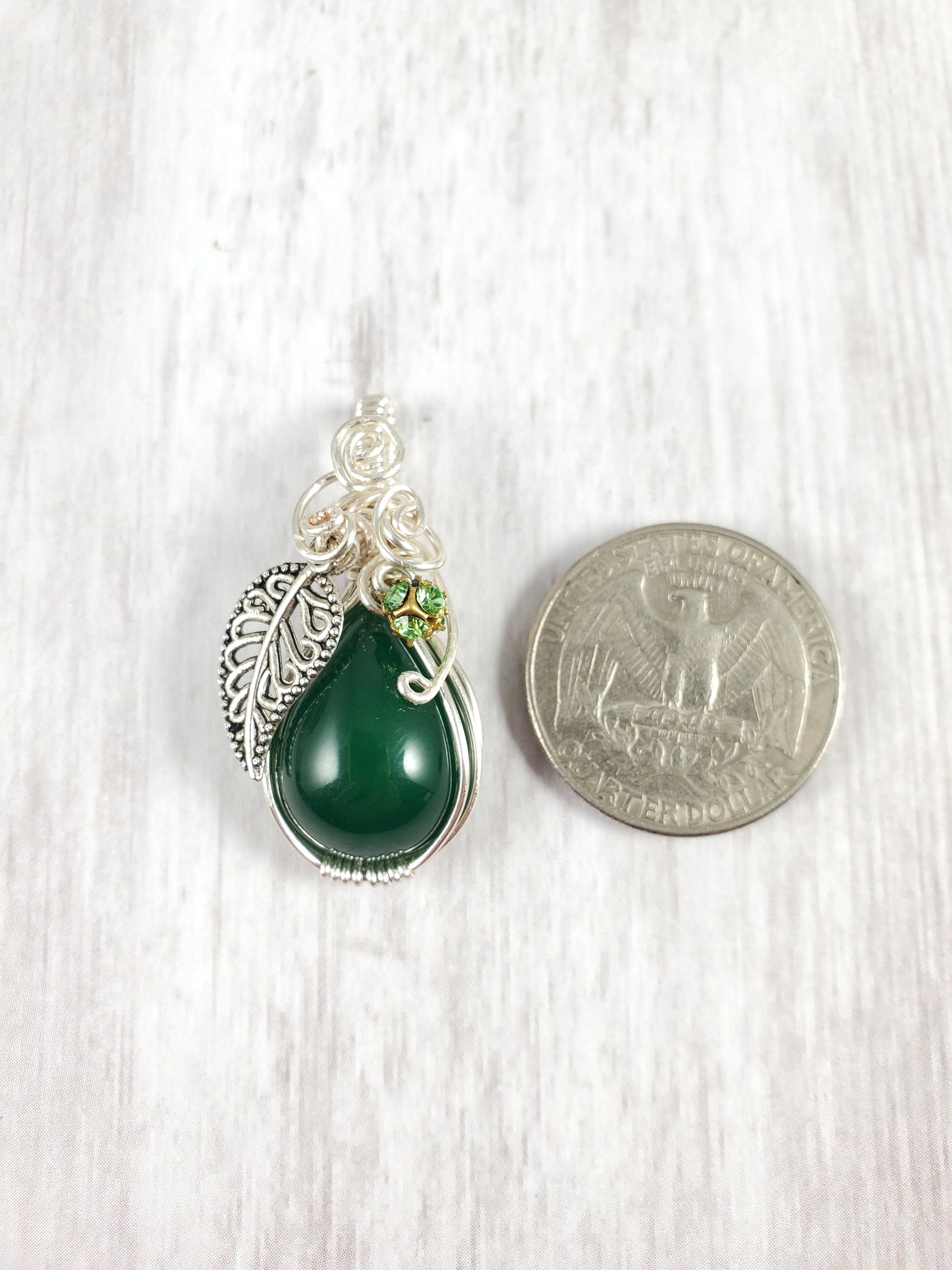 Green Fantasy Fruit Pendant with Chaton Ball Charm