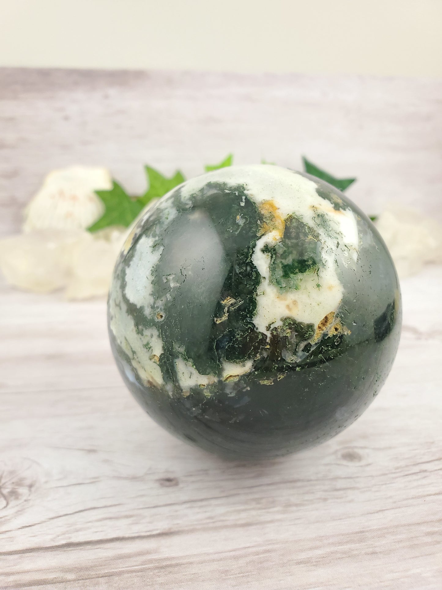 Large Striking Moss Agate Sphere