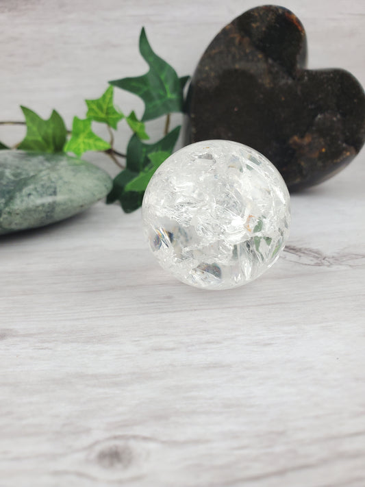 Fire and Ice Crackle Quartz Sphere