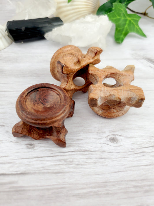 Carved Teak Wood Sphere Stand