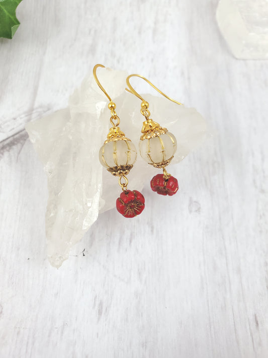 Red and Gold Lantern Dangles with Flower