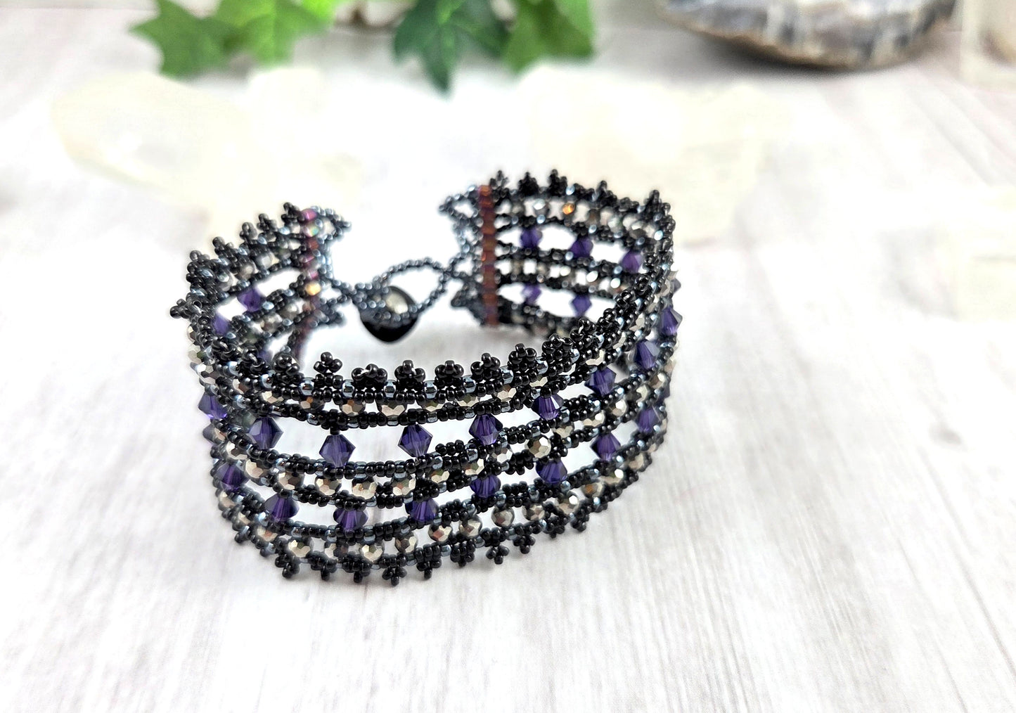 Lacy Purple Noir Victorian Cuff Bracelet