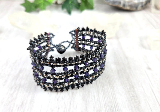 Lacy Purple Noir Victorian Cuff Bracelet