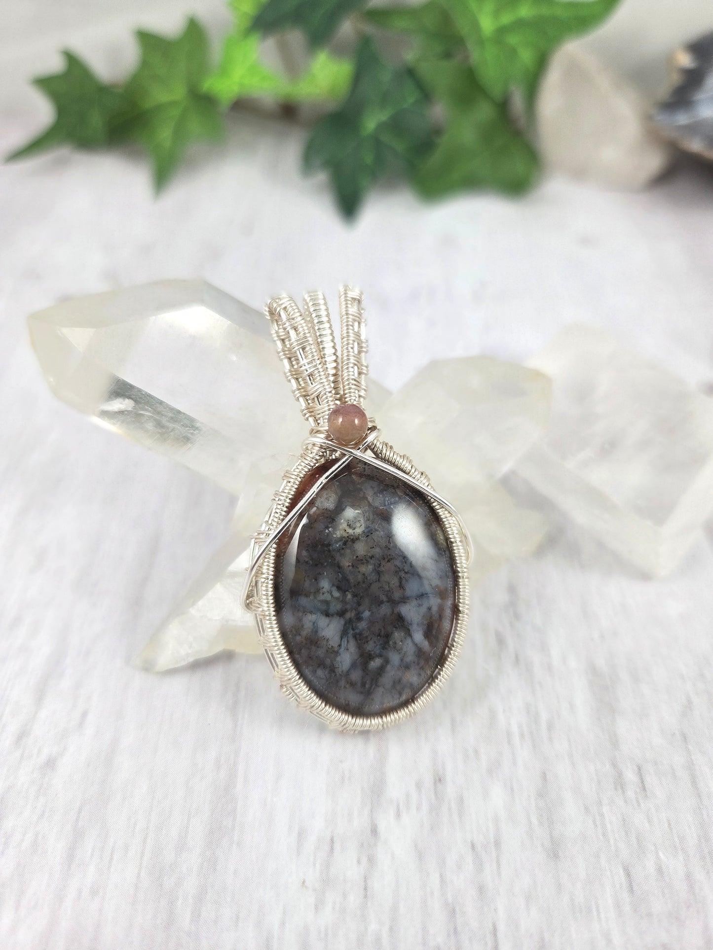 Beautiful Dendritic Agate Wire Wrapped Pendant
