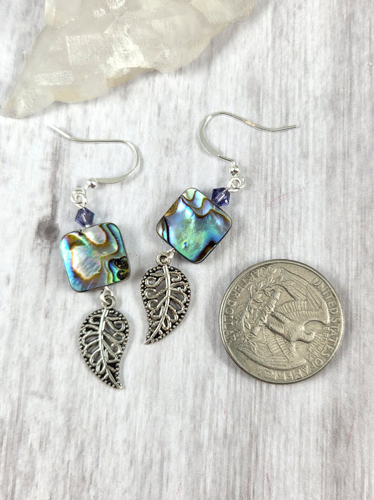 Square Abalone Shell Dangle Earrings