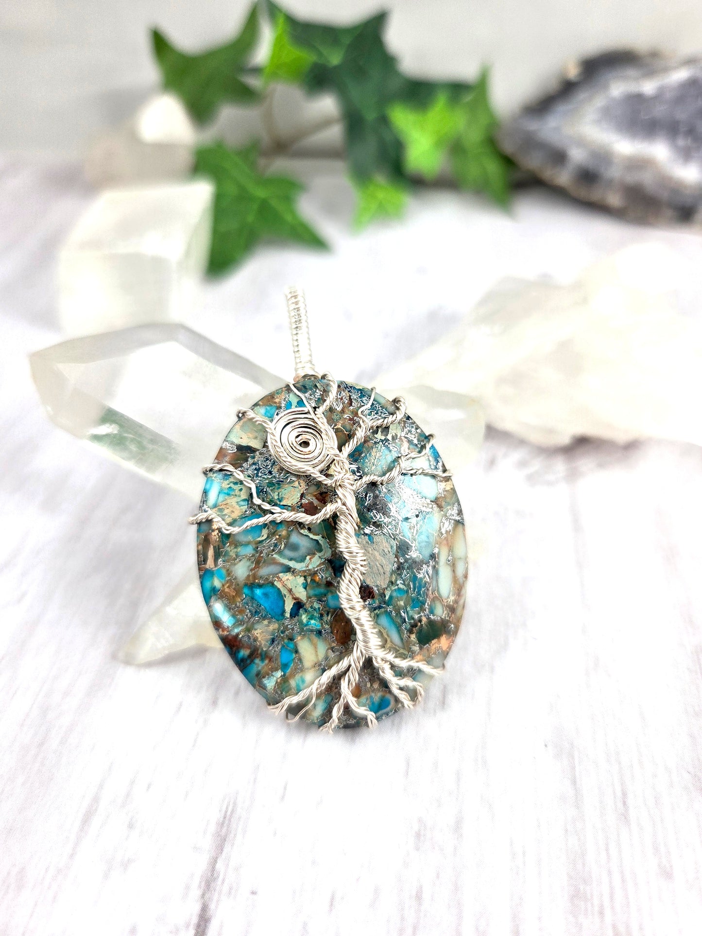 Sea Sediment Jasper Tree of Life Pendant