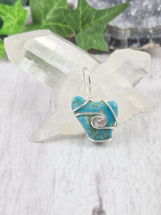 Kingman Turquoise Natural Nugget Double Spiral Pendant