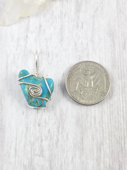Kingman Turquoise Natural Nugget Double Spiral Pendant