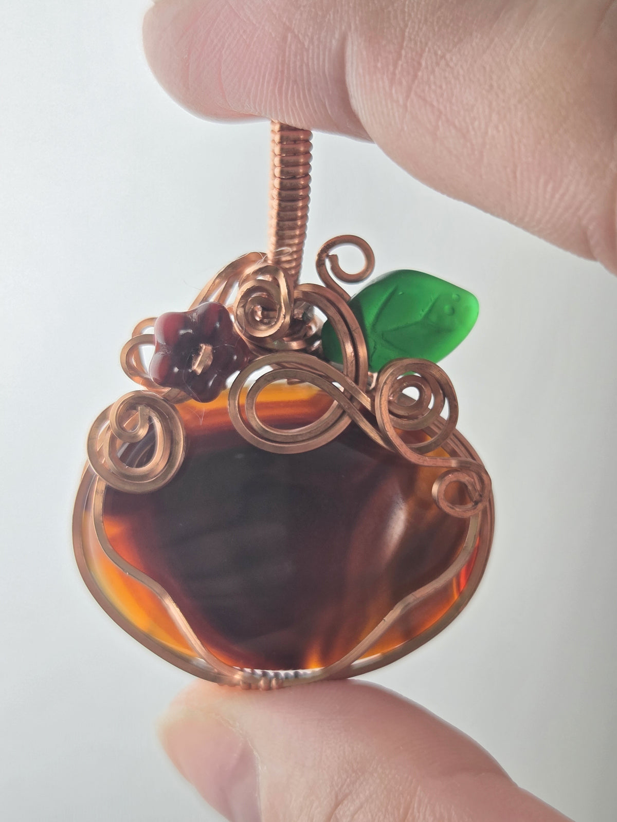 Delightful Brown Agate Squash Pendant