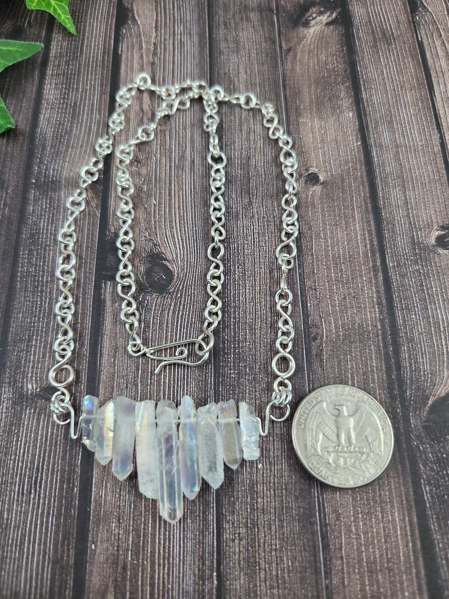 Angel Aura Quartz Point Fan Necklace