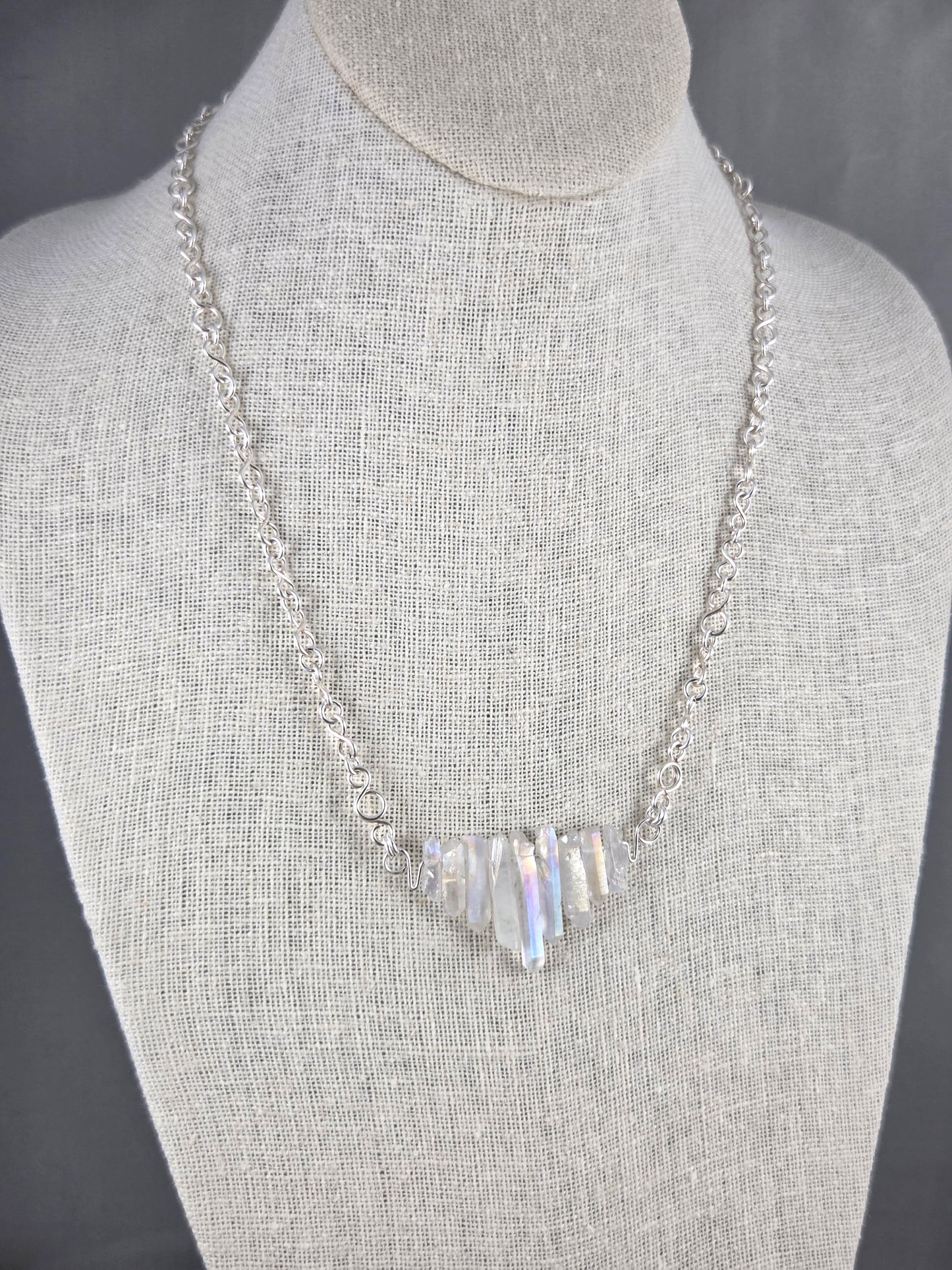 Angel Aura Quartz Point Fan Necklace