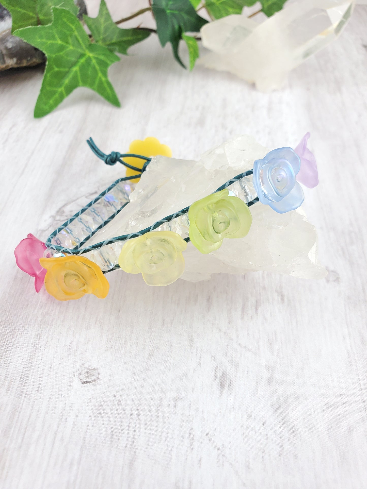 Adorable Rainbow 'Candy' Flower Bracelet