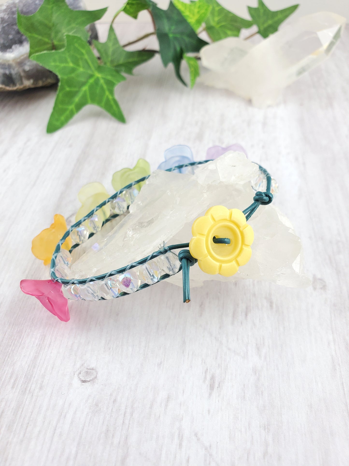 Adorable Rainbow 'Candy' Flower Bracelet