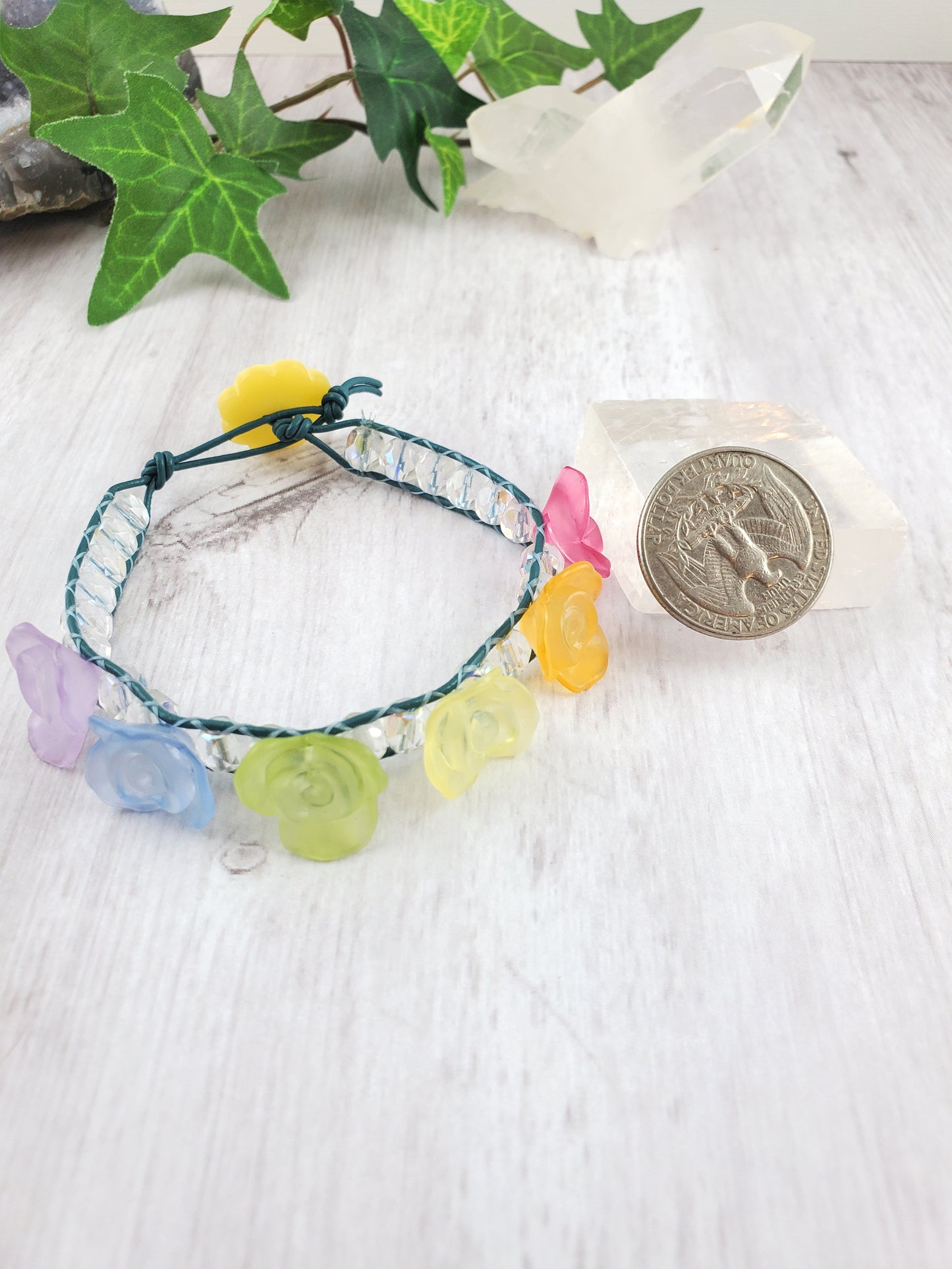 Adorable Rainbow 'Candy' Flower Bracelet